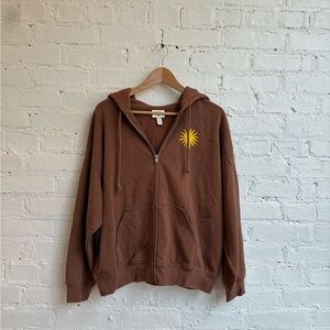 H&M Brown Hoodie with Yellow Detail
